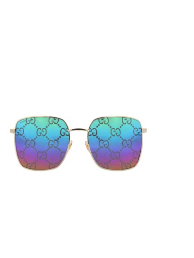 Gucci Square Metal Sunglasses For Women In Blue