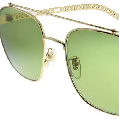 Gucci Square Metal Sunglasses With Green Lens In Gold