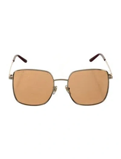 Pre-owned Gucci Square Mirrored Sunglasses In Gold