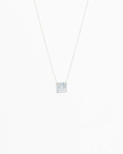 Gucci Square Pendant Silver Necklace