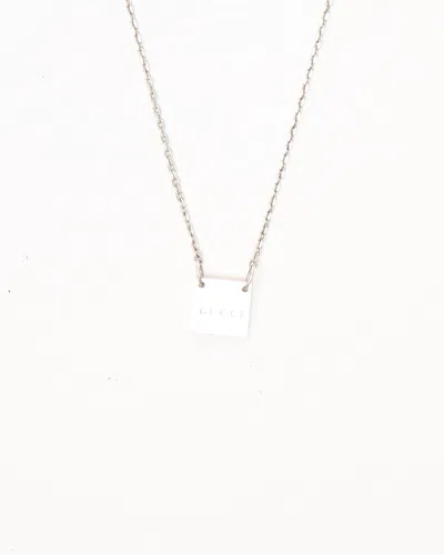 Gucci Square Plate Silver Necklace