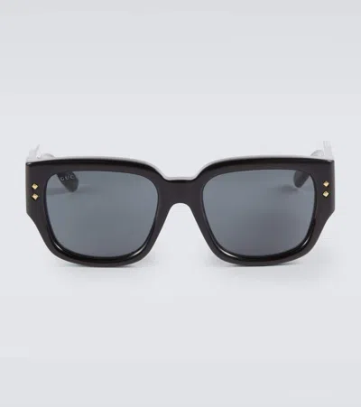Gucci Square Sunglasses In Black-black-grey