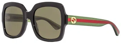 Pre-owned Gucci Square Sunglasses Gg0036sn 002 Black/green/red 54mm 0036 In Brown