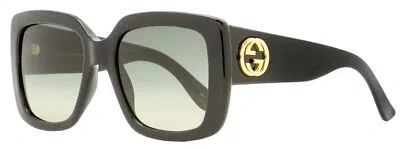 Pre-owned Gucci Square Sunglasses Gg0141sn 001 Black/gold 53mm 0141 In Gray