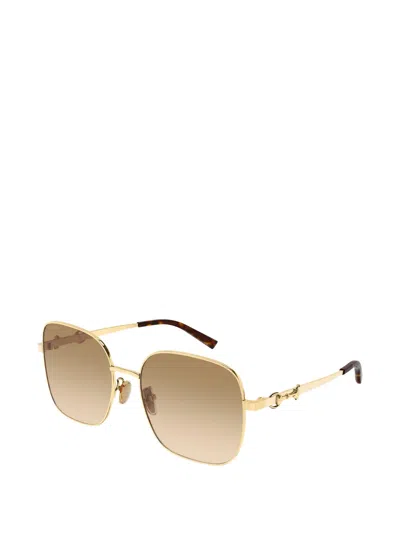 Gucci Square Sunglasses In Gold