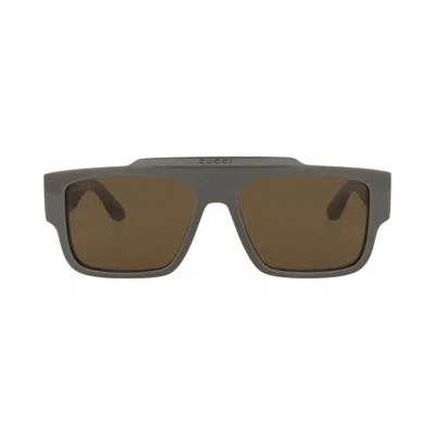 Pre-owned Gucci Square Sunglasses 'grey/brown' | Men's Size Onesize In Gray