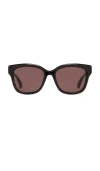 Gucci Square Sunglasses In Havana & Brown