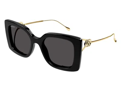 Pre-owned Gucci Square Sunglasses In Black Gold (gg1567sa/001/54) In Multi