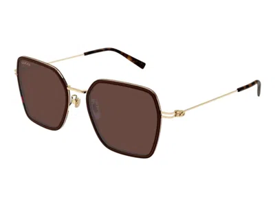 Pre-owned Gucci Square Sunglasses In Brown Gold (gg1850sa/003)