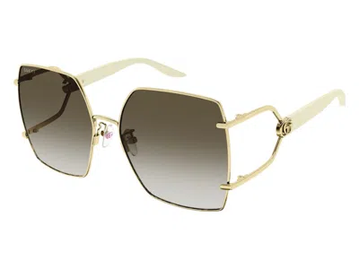 Pre-owned Gucci Square Sunglasses In Gold Ivory Brown (gg1564sa/003/61)