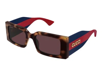 Pre-owned Gucci Square Sunglasses In Havana Blue Brown (gg1860s/002)