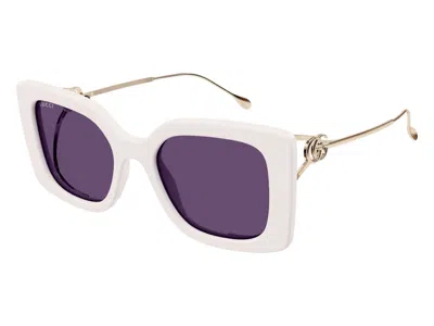 Pre-owned Gucci Square Sunglasses In Ivory Violet (gg1567sa/003/54)