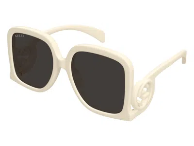 Pre-owned Gucci Square Sunglasses In Ivory White Grey (gg1326s/009/58)
