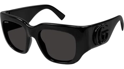 Pre-owned Gucci Square Sunglasses In Shiny Black/grey (gg1545s/001)
