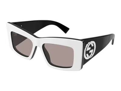 Pre-owned Gucci Square Sunglasses In White Black Gray (gg1842s/006)
