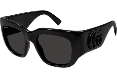 Pre-owned Gucci Square Sunglasses Shiny Black/grey (gg1545s-001)