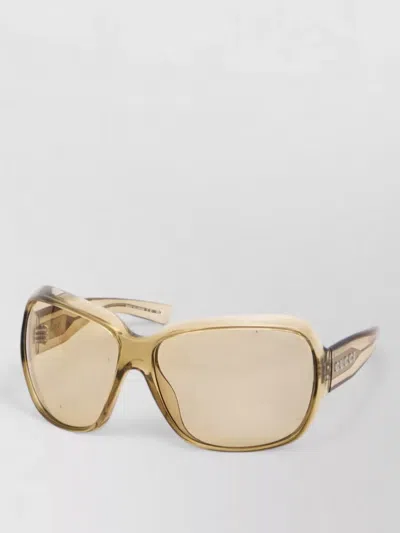 Gucci Square Sunglasses Wide Lenses Transparent Frame In Brown