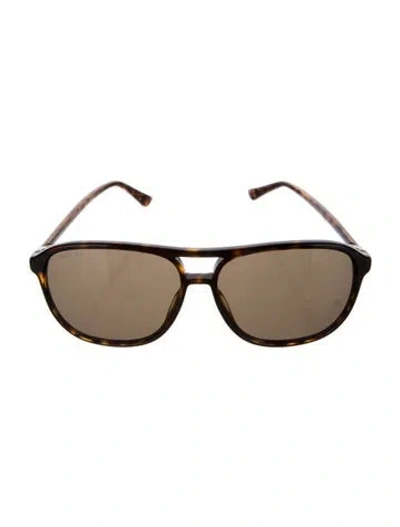 Pre-owned Gucci Square Tinted Sunglasses In Brown