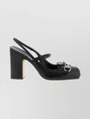 Gucci Square Toe Slingback Pumps With Block Heel In Black