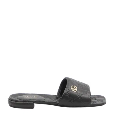 Gucci Square Toed Slippers In Black