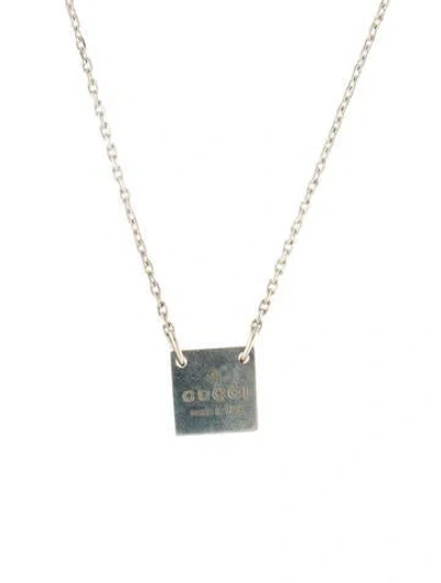 Pre-owned Gucci Square Trademark Pendant Necklace, 18.5" In Multi