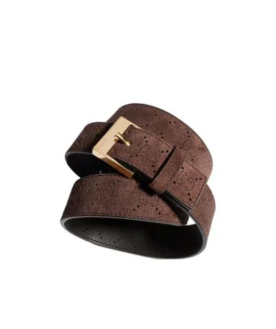 Gucci Squared Buckle Belt In Brown