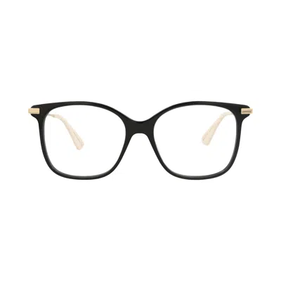 Pre-owned Gucci Square-frame Acetate Optical Frames 'black/gold/transparent' | Women's Size Onesize