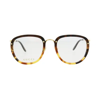Pre-owned Gucci Square-frame Acetate Optical Frames 'havana/gold/transparent' | Brown | Men's Size Onesize