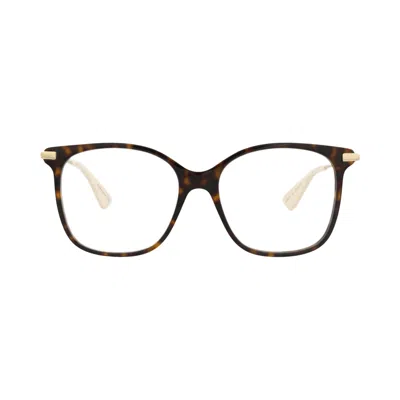Pre-owned Gucci Square-frame Acetate Optical Frames 'havana/gold/transparent' | Brown | Women's Size Onesize