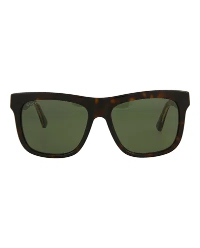 Pre-owned Gucci Squareframe Acetate Sunglasses In Havana Havana Green (gg0158sn/30013800/002)