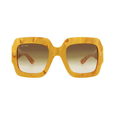 Pre-owned Gucci Square-frame Bio Acetate Sunglasses 'yellow/brown' | Women's Size Onesize