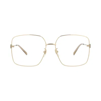 Pre-owned Gucci Square-frame Metal Optical Frames 'gold/transparent' | Women's Size Onesize