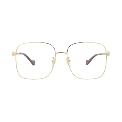 Pre-owned Gucci Square-frame Metal Optical Frames 'gold/transparent' | Women's Size Onesize