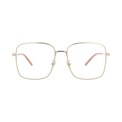 Pre-owned Gucci Square-frame Metal Optical Frames 'gold/transparent' | Women's Size Onesize