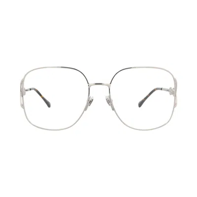 Pre-owned Gucci Square-frame Metal Optical Frames 'silver/transparent' | Women's Size Onesize