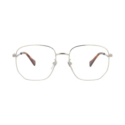 Pre-owned Gucci Square-frame Metal Optical Frames 'silver/transparent' | Women's Size Onesize