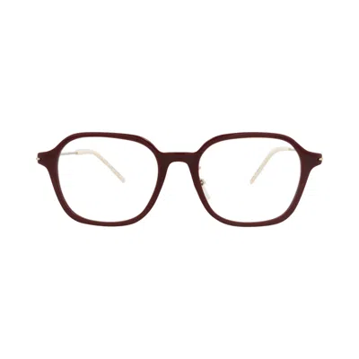 Pre-owned Gucci Square-frame Recycled Acetate Optical Frames 'burgundy/gold/transparent' | Red | Women's Size