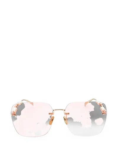 Gucci Square-frame Rimless Sunglasses In Pink