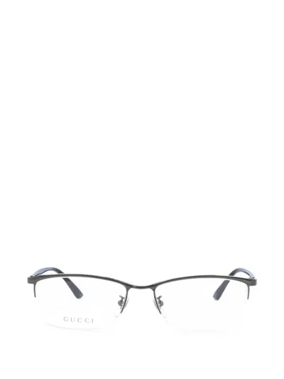 Gucci Square-frame Semi-rimless Glasses In Grey