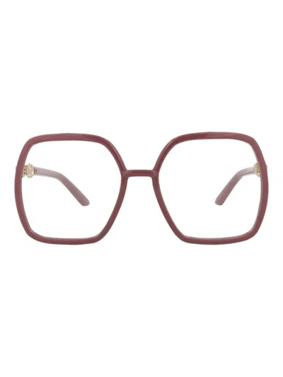 Gucci Square/rectangle Women's Mini Eyeglasses In Burgundy