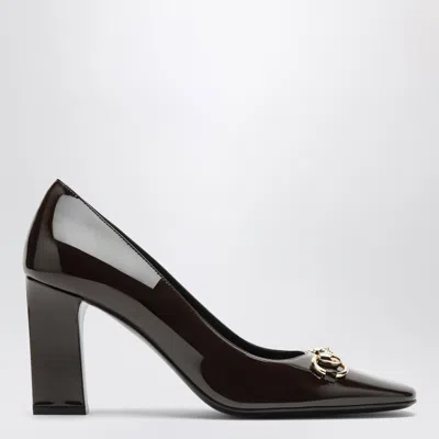 Gucci Square-toe Patent Leather Pumps With Horsebit Hardware In Brown