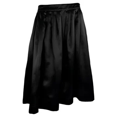 Pre-owned Gucci S/s 1995  By Tom Ford Runway Black Silk Satin Pleated Flare Skirt 46it