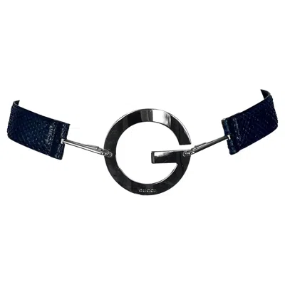 Pre-owned Gucci S/s 1996  By Tom Ford Ad Blue Genuine Python G Circle Buckle Belt 75 / 30