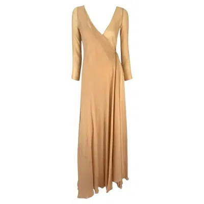 Pre-owned Gucci S/s 1998  By Tom Ford Beige Sheer Wrap Floor Length Sample Gown 42it In Brown