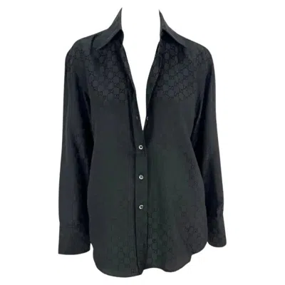 Pre-owned Gucci S/s 1998  By Tom Ford Black 'gg' Monogram Button Down Collar Shirt 42it