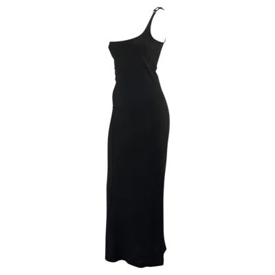 Pre-owned Gucci S/s 1998  By Tom Ford Rhinestone G Strap Shoulder Buckle Black Gown It40