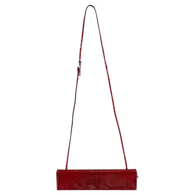 Pre-owned Gucci S/s 1998  By Tom Ford Runway Genuine Alligator Red G Buckle Strap Clutch