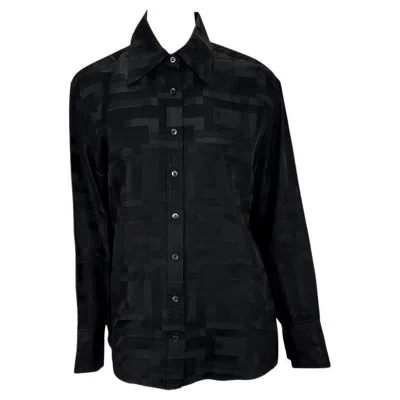 Pre-owned Gucci S/s 1998  By Tom Ford Square 'g' Black Silk Shirt It42