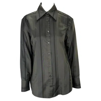 Pre-owned Gucci S/s 1998  By Tom Ford Woven Striped Collared Button Down Shirt 38it In Black