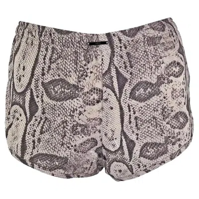 Pre-owned Gucci S/s 2000  By Tom Ford Runway Snake Skin Print Mini Shorts 44it In Gray